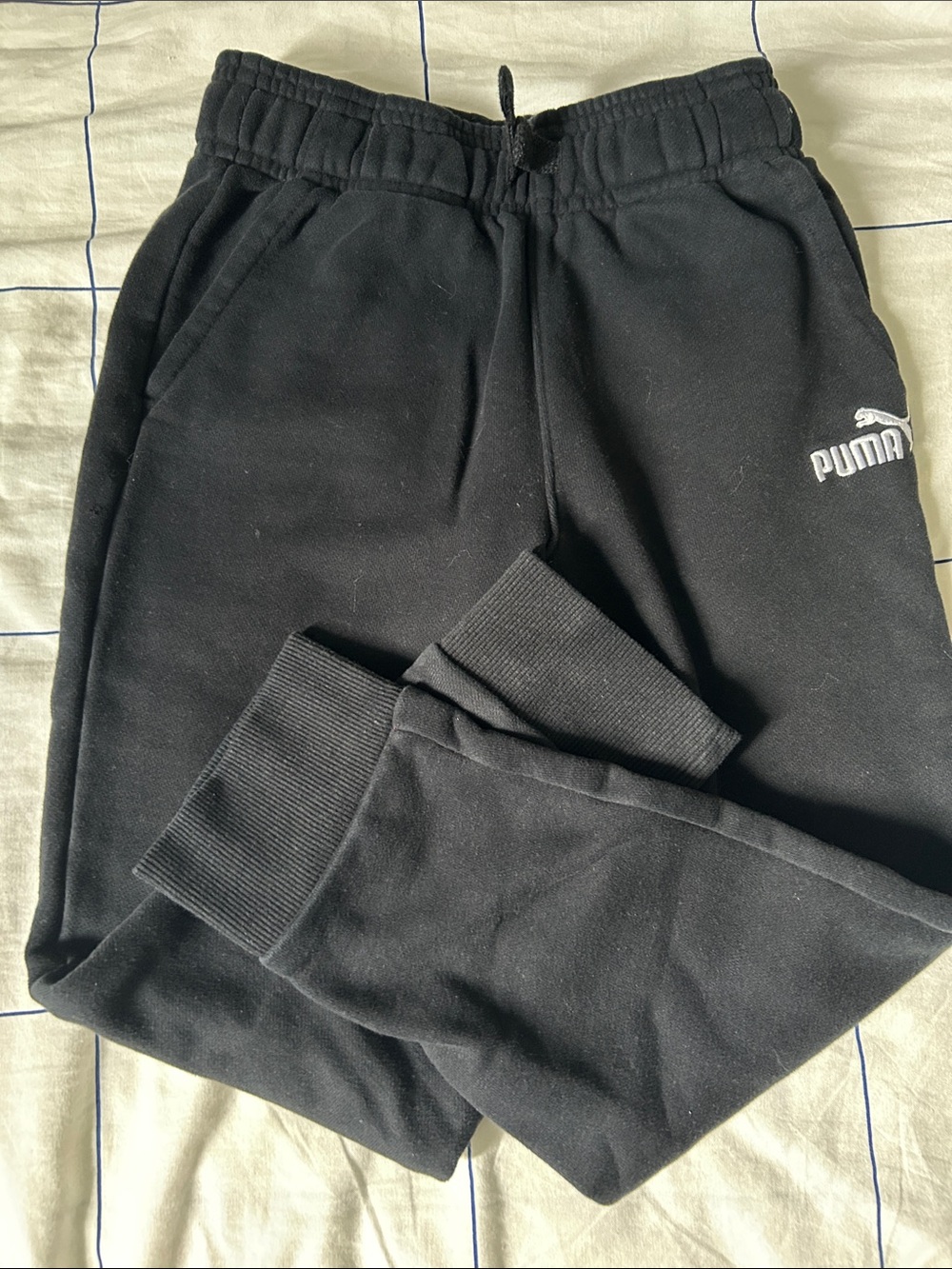 6T - Puma Black Sweat Joggers with White Logo